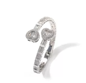 Iced Out Heart Baguette Diamond Bangle